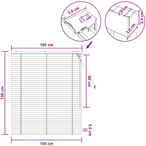  Venecijanska roleta Bijela 105 x 130 cm 35 mm Slike