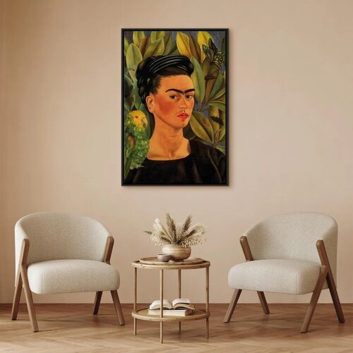  Slika - Frida Kahlo &amp;ndash; Self-Portrait with Bonito 80x120 U crnom drvenom okviru Slike