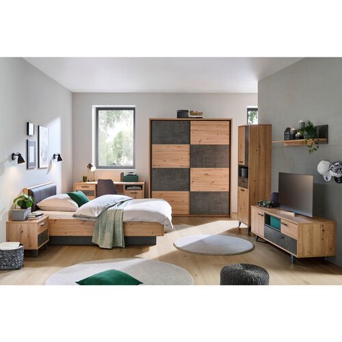 CARRYHOME TV-ELEMENT temno siva, hrast artisan Slike