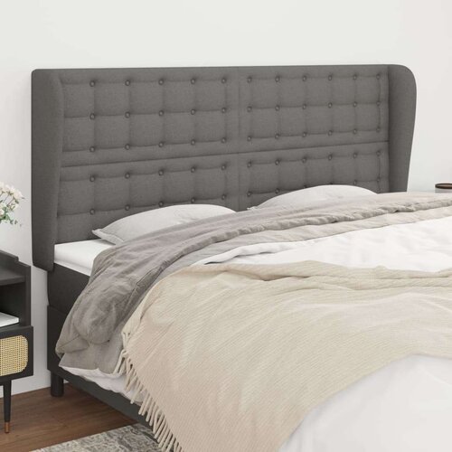  Vzglavje z u&amp;scaron;esi temno sivo 183x23x118/128 cm blago, (20936018) Slike