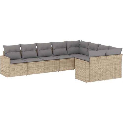 vidaXL 9-dijelni set vrtnih sofa s jastucima bež od poliratana Cijene