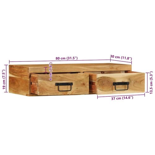 vidaXL Zidni TV ormarić 80x30x19 cm puno drvo bagrem Cijene