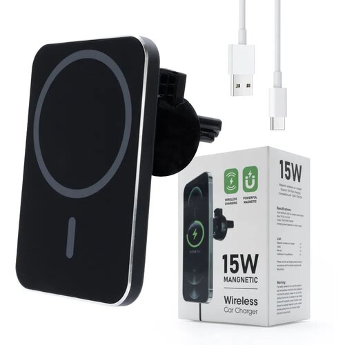 Kedo Univerzalni nosilec za avto Magsafe + brezžični polnilec 15W IOS/Android črn, (21822981) Slike