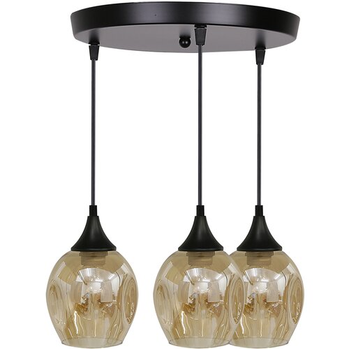 Candellux luster/visilica-aspa viseća lampa crna 3X40W E27 smedja abažur Slike
