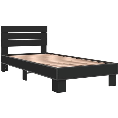 VidaXL Posteljni okvir črn 100x200 cm inženirski les in kovina, (21142662) Slike