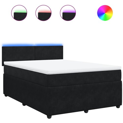vidaXL Box spring postelja z vzmetnico črna 140x200 cm žamet, (21310414) Cene