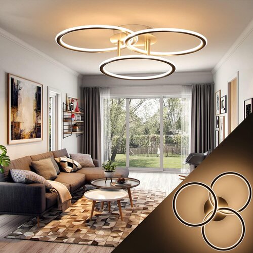Nettlife LED Moderna stropna svetilka Obroči Design Topla bela svetloba 3000K 41W 3 plameni, (5000046001) Slike