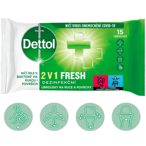 Dettol 2in1 anti-bacterial wipes 15 pack