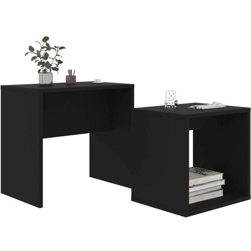  Set stolića za kavu crni 48 x 30 x 45 cm od iverice Slike