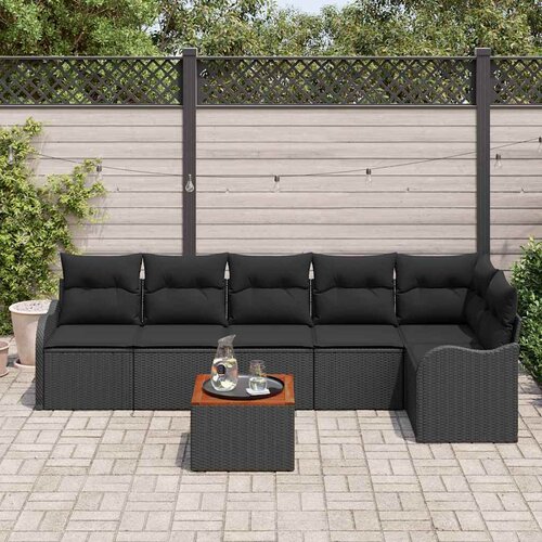  Sjedeća garnitura za vrt 7 kom. Crna poliratan 287,5 x 122,5 x 69 cm Slike
