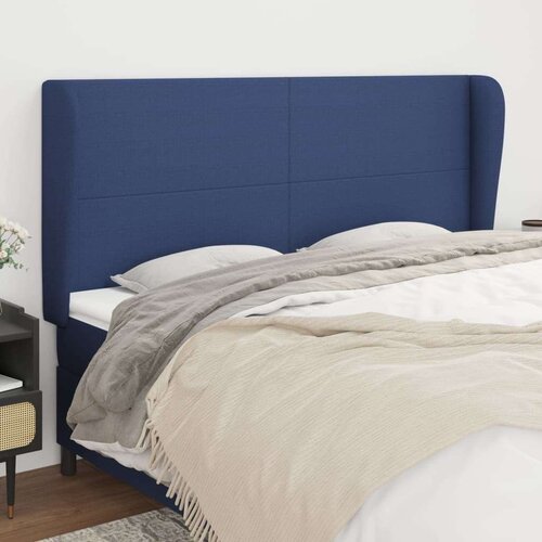  Vzglavje z u&amp;scaron;esi modro 183x23x118/128 cm blago, (20952705) Slike