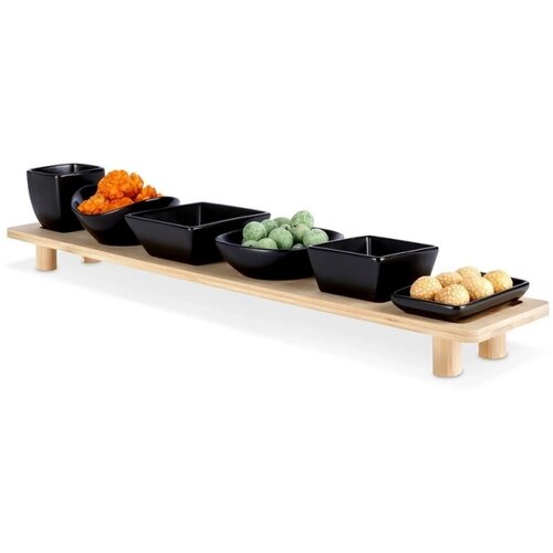 Vilde 139307 - Keramičke činije na banbus dasci &ndash; Crne, 50 cm, set od 7 komada Cene