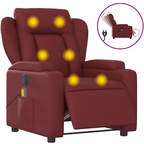 Maison Chic Električni masažni naslanjač - Relax naslanjač vinsko rdeče umetno usnje, (22134964) Cene