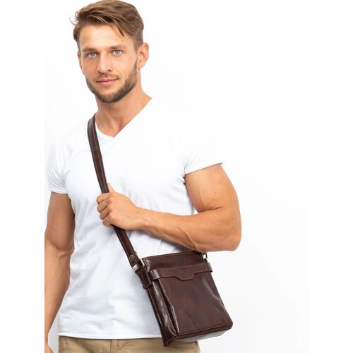 Fashion Hunters Dark brown leather men&amp;#039;s bag Slike
