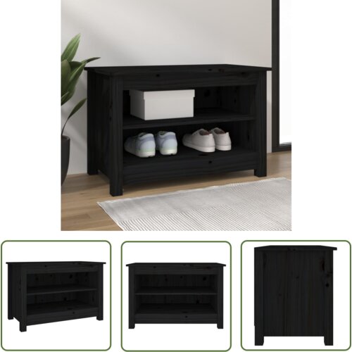 The Living Store Klop za čevlje črna 70x38x45,5 cm trdna borovina - Klop Za Čevlje, (21744685) Cene
