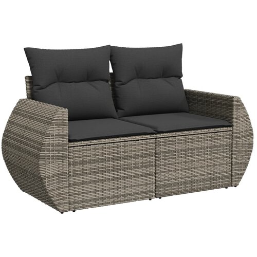  4-dijelni set vrtnih sofa od poliratana s jastucima sivi Slike