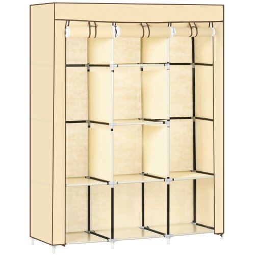 Nesta Zložljiva garderobna omara, bež, netkan tekstil, 8 predelov in palice za obe&scaron;anje, 125&times;43&times;162,5 cm, prostorsko varčna shramba za oblačila, (5000493228) Cene