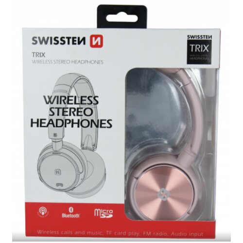 Swissten Bežične slu&amp;scaron;alice A/V PROGRAM BLUETOOTH FM MICROSD TRIX ROZE Slike