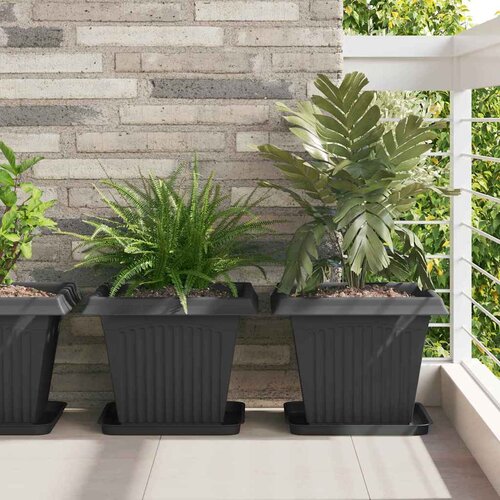  Kvadratna saksija za cvijeće 6 pcs Crna 38 x 38 x 30 cm Cijene