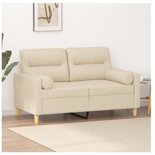 vidaXL Kavč dvosed z blazinami krem 120 cm blago Cene
