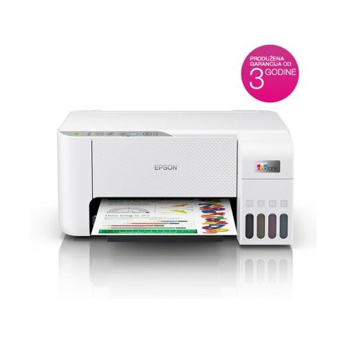Printer Epson MFP EcoTank ITS L3256 print/scan/copy 33str/min BW. 15str/min color, rezolucija printanja 5.760 x 1.440dpi,USB+WiF. bijeli Slike