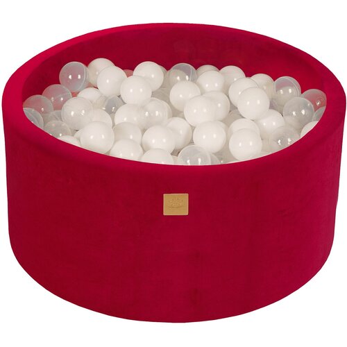 MeowBaby Bazen z žogicami, 90x40 cm s 300 žogicami, žamet, magenta: prozorna/bela, (21295166) Cene