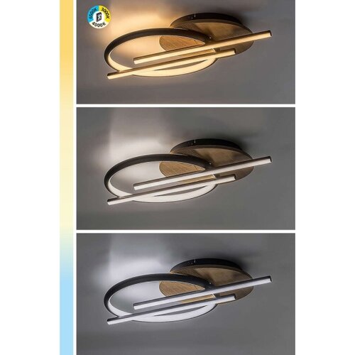 Rabalux LED plafonjera Arash, 40W, CCT na wall switch, 53x35cm, Crna Cene