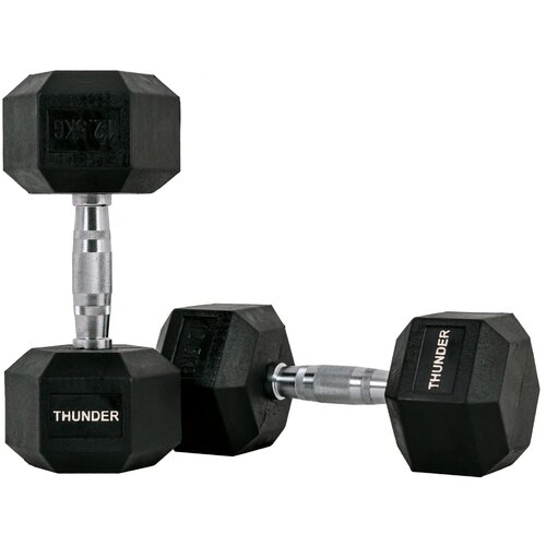 THUNDER Heksagonalna utež &reg; 12,5 kg &ndash; gumirana, proti zdrsu, za domači in profesionalni trening, (5000090228) Cene