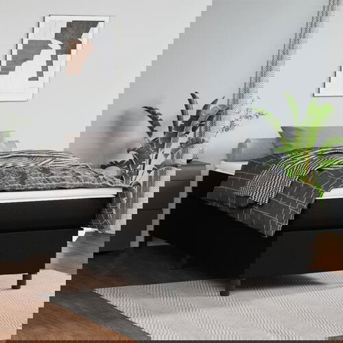 VidaXL Box spring posteljni okvir črn 100x200 cm umetno usnje Slike