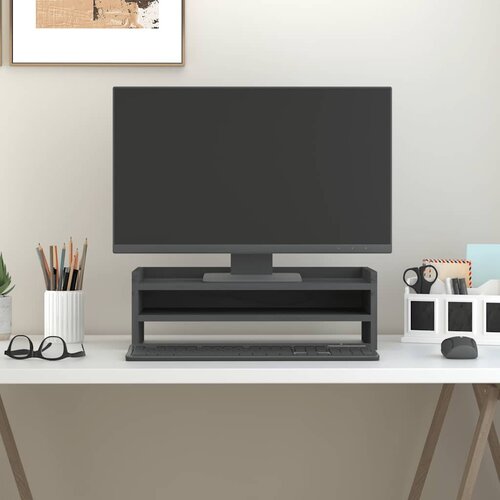  Stalak za monitor sivi 50 x 24 x 16 cm od masivne borovine Cijene
