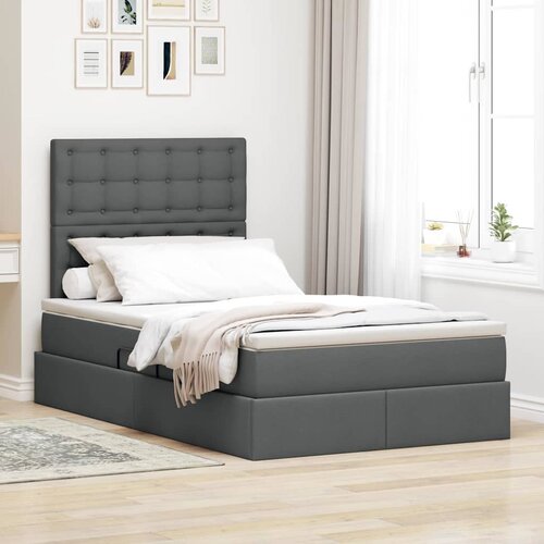 vidaXL postelja s shranjevanjem temno siva 120 x 200 cm umjetno usnje Cene