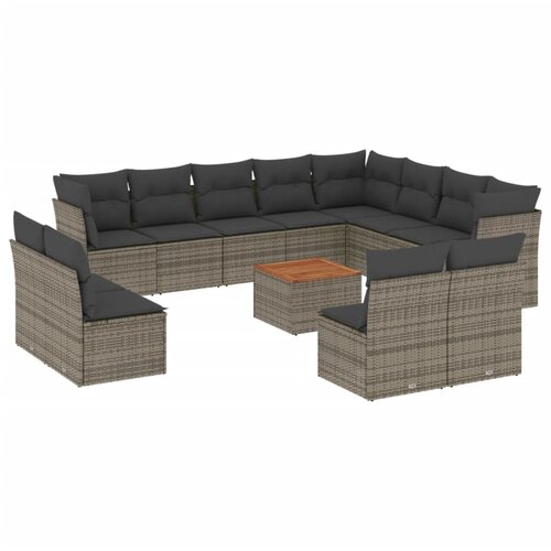  13-dijelni set vrtnih sofa od poliratana s jastucima sivi Slike