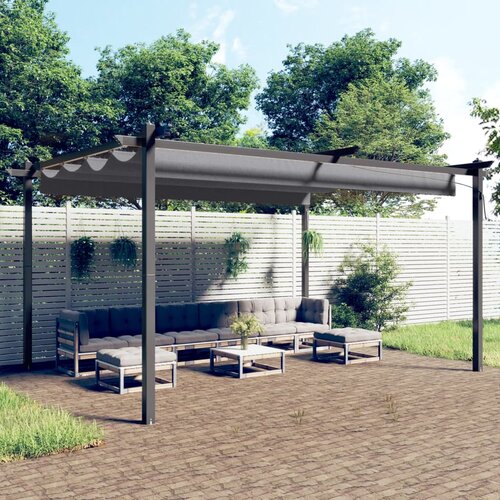 vidaXL Vrtni paviljon z zložljivo streho 4x3 m antraciten Cene