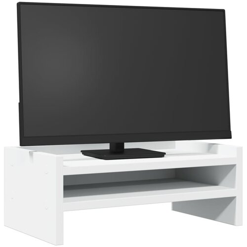  Stalak za monitor bijeli 42 x 24 x 16 cm od konstruiranog drva Slike