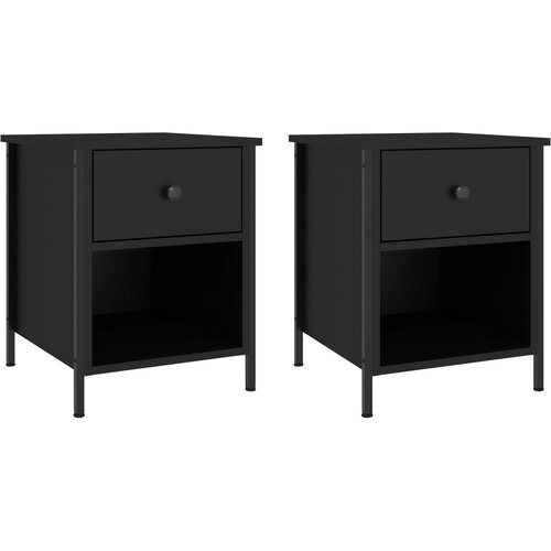Maison Chic Dvo delni komplet Nočne omarice - Nočne mize črna 40x42x50 cm inženirski les, (21688818) Slike