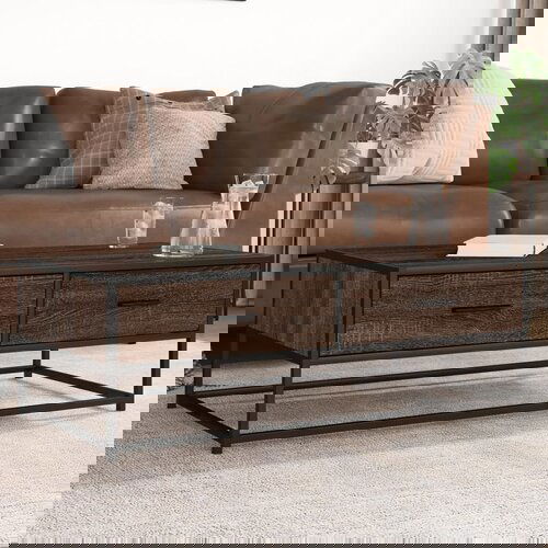 vidaXL Stolić za kavu boja hrasta 100 x 50 x 35 cm od drva i metala Cijene