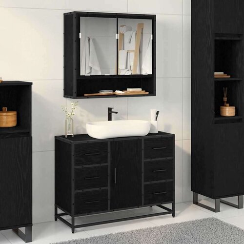 vidaXL Set namještaja za kupaonicu 2 pcs Crni hrast 80 x 33 x 60 cm Cene