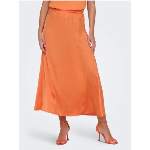 JDY Orange Ladies Satin Maxi Skirt Fifi - Ladies