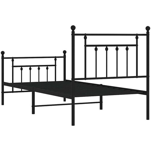  Metalni okvir kreveta uzglavlje i podnožje crni 90 x 200 cm Slike