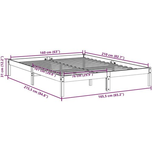 VidaXL Dugi okvir kreveta bez madraca bijeli 160 x 210 cm od borovine Slike