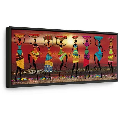  Slika - African Women Dancing 150x50 U crnom drvenom okviru Cene
