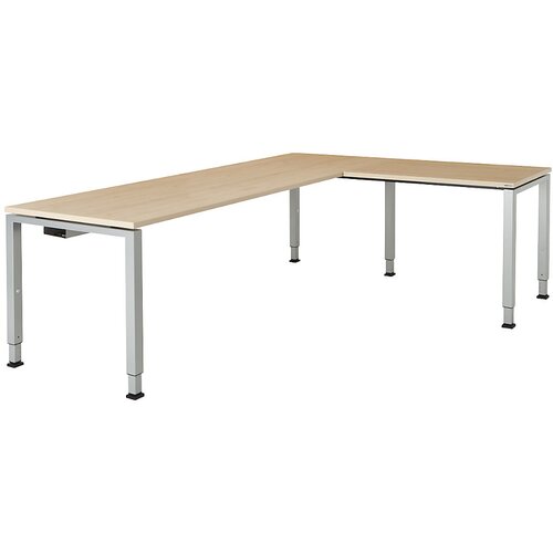 mauser Pisalna miza, kotna, spodnji del iz kvadratne/okrogle cevi, VxŠxG 650 - 850 x 2000 x 800 mm, kotni element na desni strani (širina 1000 mm), pl Cene
