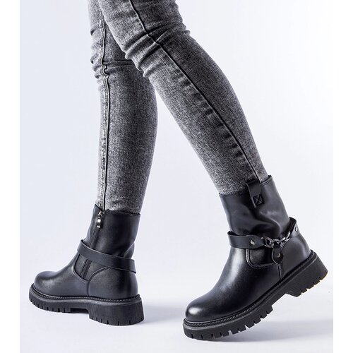 Gemre Black insulated ankle boots with chain Smithsons Cene