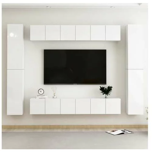  Komplet TV omaric 10-delni visok sijaj bela iverna plošča