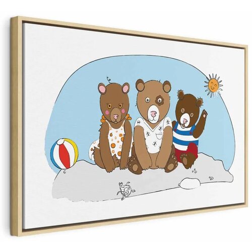  Slika - Teddy Bears on the Beach (1 Part) Wide 120x80 U prirodnom drvenom okviru Cijene