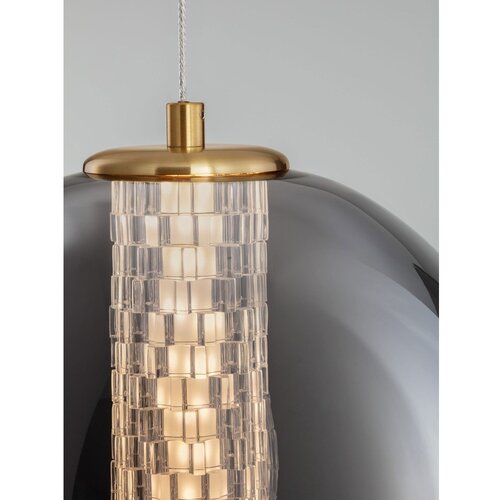Nova Luce Siva kovinska LED viseča svetilka s steklenim senčilom &amp;oslash; 22 cm Navi &amp;ndash; Slike