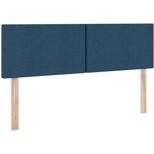  Krevet S LED lampica s uzglavljem Plava 140 x 190 cm tkanina Slike