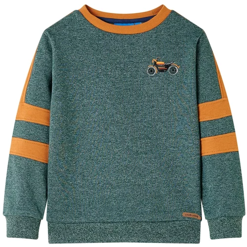 vidaXL Otroški pulover temno zelena melange 128
