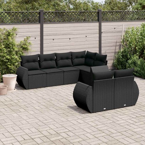  7-dijelni set vrtnih sofa od poliratana s jastucima crni Cijene