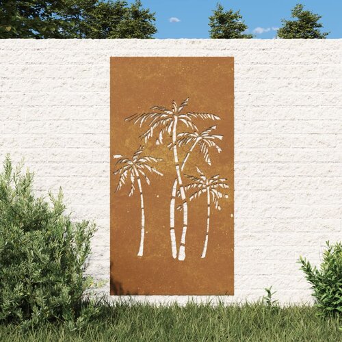 vidaXL Vrtni zidni ukras 105 x 55 cm čelik COR-TEN s uzorkom palme Cijene